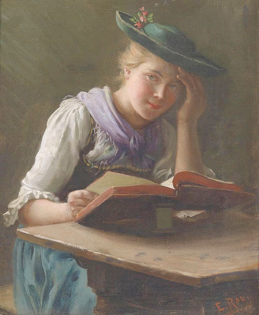An Interesting Book, vintage artwork by Emil Rau, 12x8" (A4) Poster