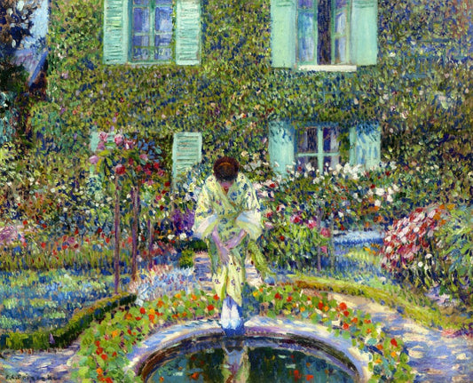 The Garden Pool, vintage artwork by Frederick Carl Frieseke, 12x8" (A4) Poster