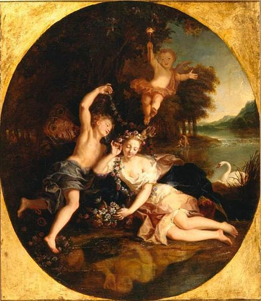 Zephyr and Flora (Moscow version), vintage artwork by Antoine Coypel II, 12x8" (A4) Poster
