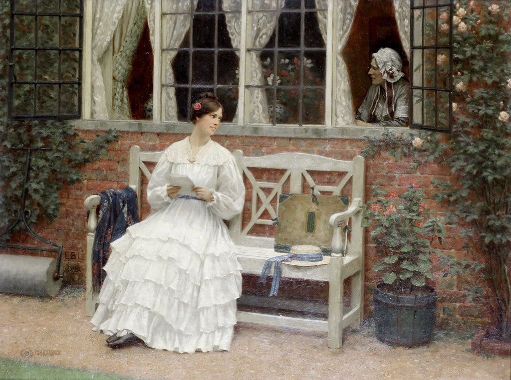 The Latest News, vintage artwork by Edmund Blair Leighton, 12x8" (A4) Poster
