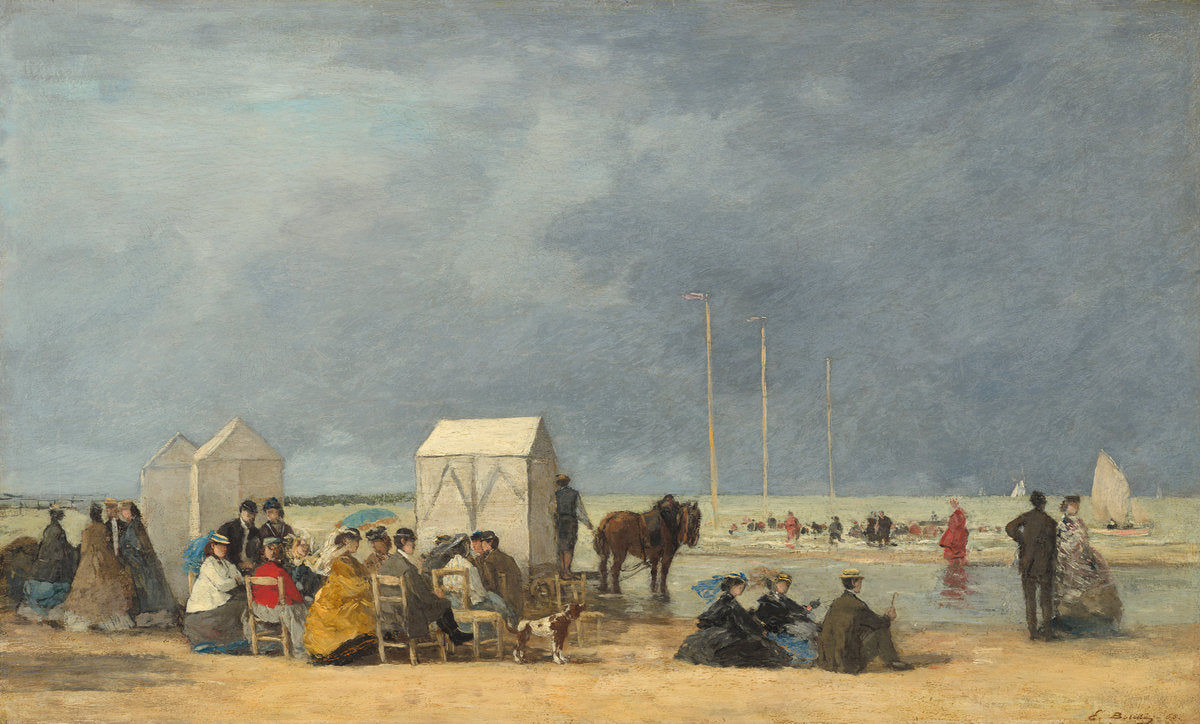 Bathing Time at Deauville, vintage artwork by Eugène-Louis Boudin, 12x8" (A4) Poster