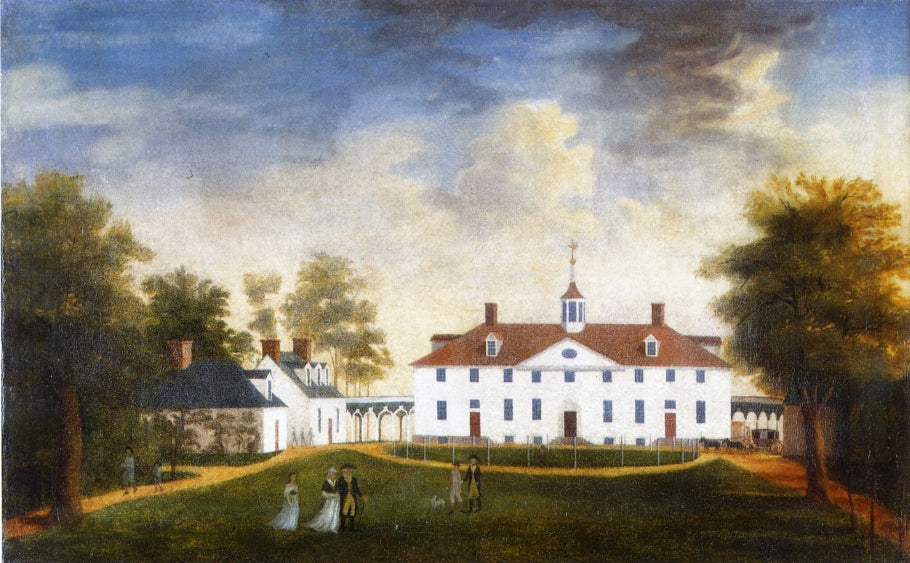 Mount Vernon from the Carriage Entrance, vintage artwork by Edward Savage, 12x8" (A4) Poster