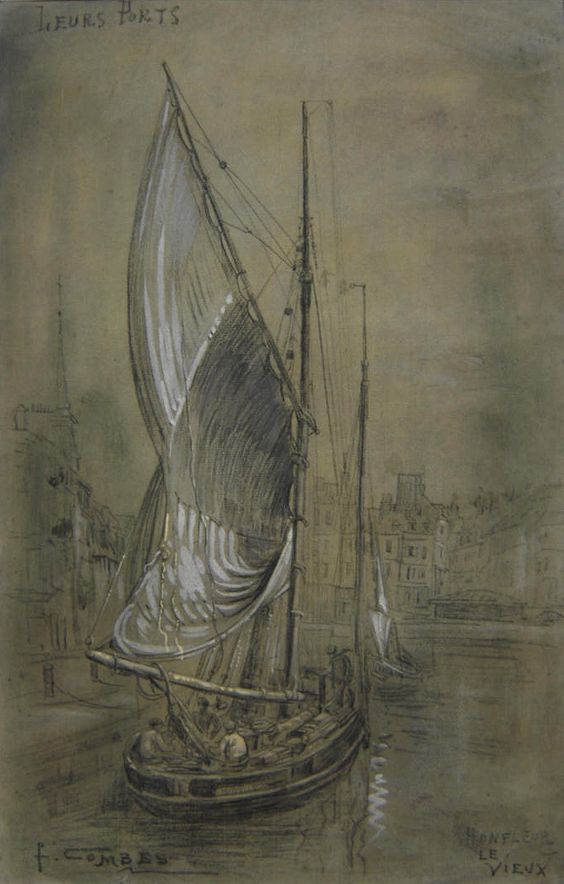 Honfleur le vieux - 'leurs ports' by Fernand Combes,A3(16x12")Poster