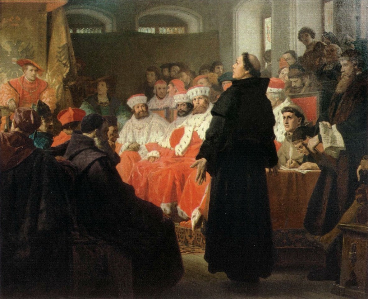 Luther at the Diet of Worms, vintage artwork by Paul Thumann, 12x8" (A4) Poster