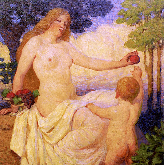 Child Reaching for Fruit, vintage artwork by Milton Bancroft, 12x8" (A4) Poster