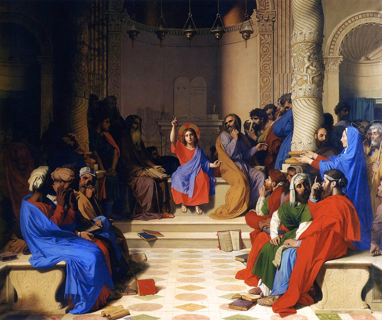 Jesus among the Doctors, vintage artwork by Jean-Auguste-Dominique Ingres, 12x8" (A4) Poster