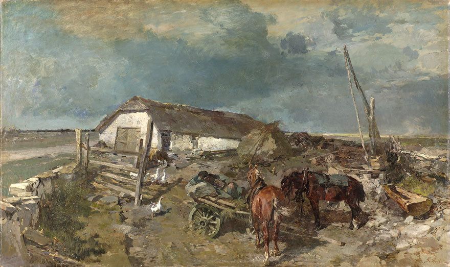 Estonian Farmhouse with a Well, vintage artwork by Gregor von Bochmann, 12x8" (A4) Poster