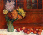 Still Life with Asters, Pitcher and Apples, vintage artwork by Blanche Hoschede-Monet, 12x8" (A4) Poster