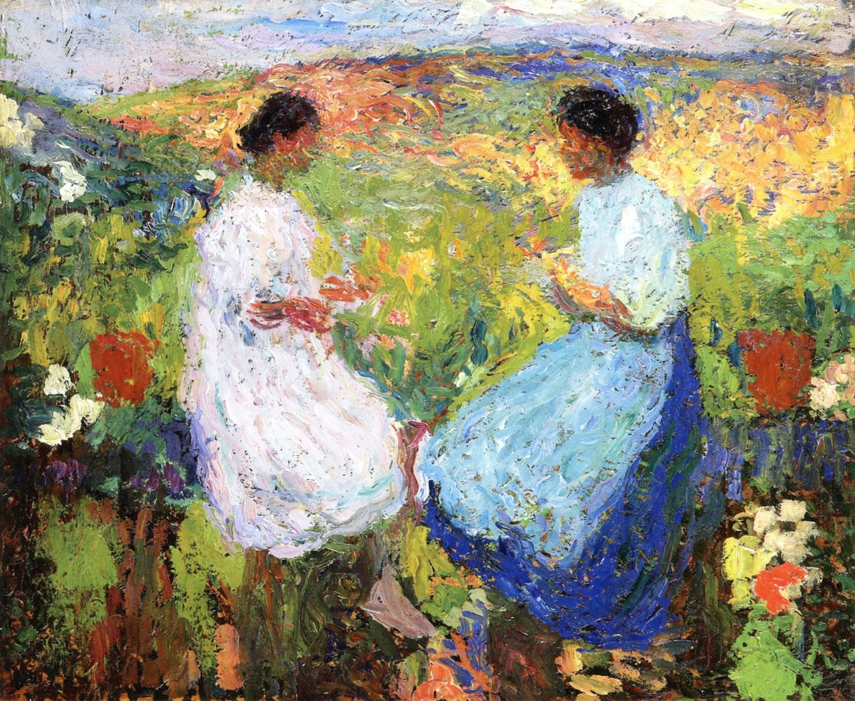 assises face à sur une balustrade de Pierre by Henri Martin,A3(16x12")Poster