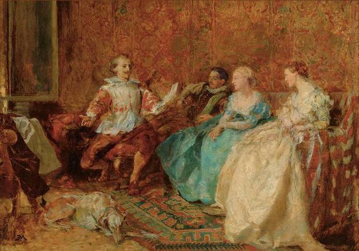 The Poet's Circle, vintage artwork by Jean-Louis Ernest Meissonier, A3 (16x12") Poster Print