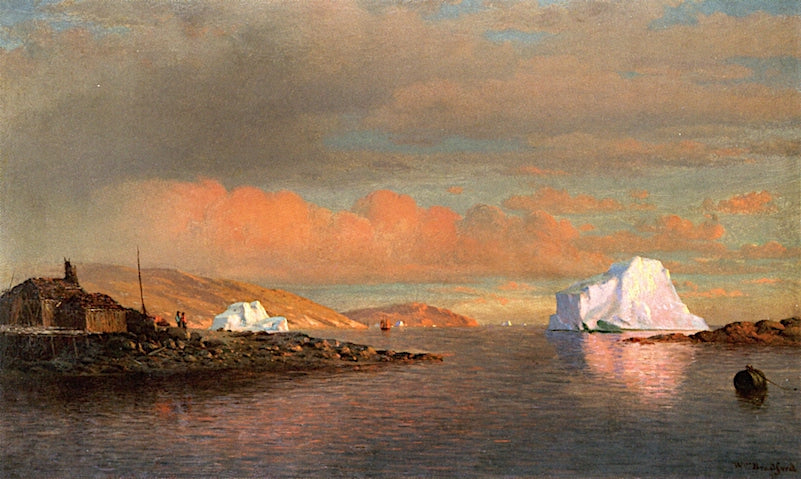 Arctic Sunset, vintage artwork by William Bradford, 12x8" (A4) Poster