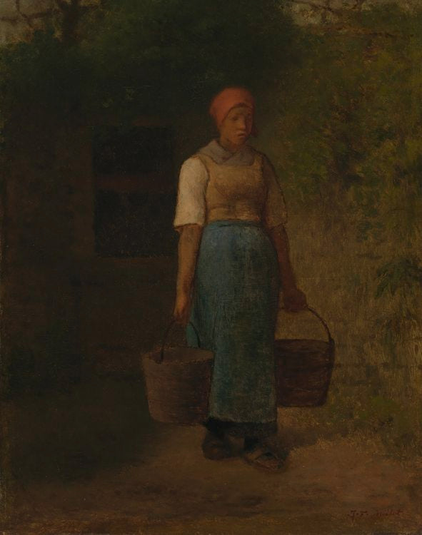 Girl Carrying Water, vintage artwork by Jean-François Millet, A3 (16x12") Poster Print