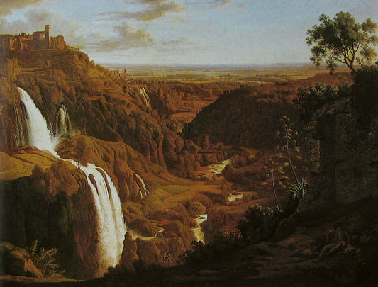 Waterfalls at Tivoli, vintage artwork by Johann Martin von Rohden, 12x8" (A4) Poster