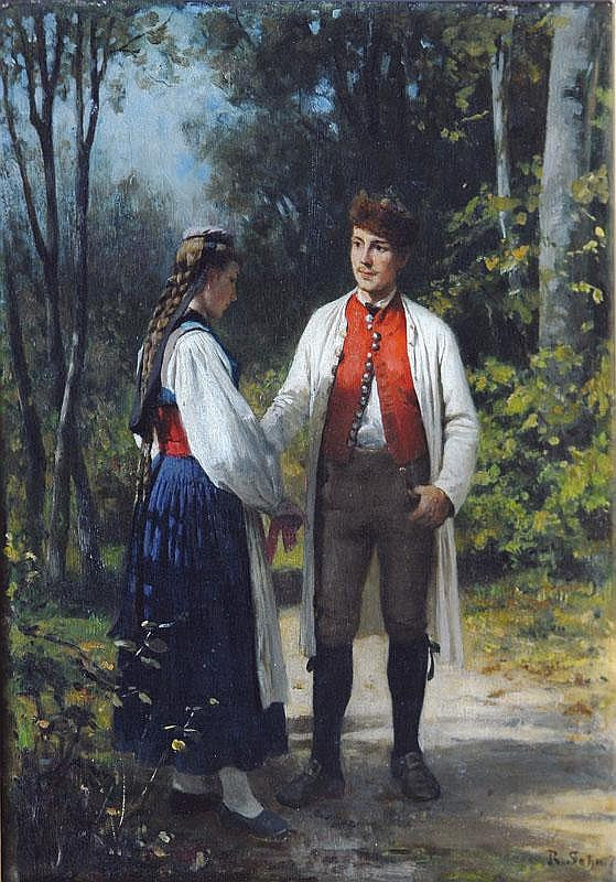 The confession of love, vintage artwork by Richard Sohn, 12x8" (A4) Poster