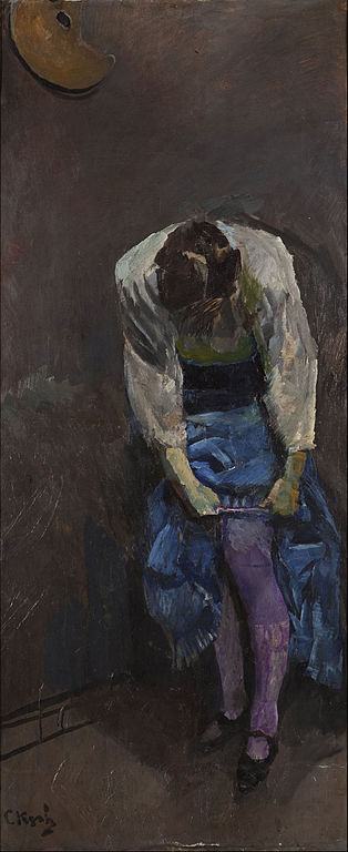 Girl who binds her garter, vintage artwork by Christian Krohg, 12x8" (A4) Poster