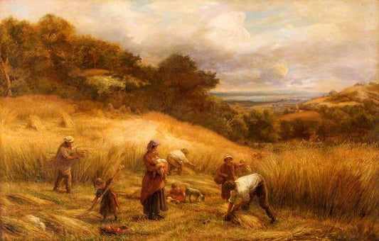 Landscape with Harvesters, vintage artwork by John Linnell, A3 (16x12") Poster Print
