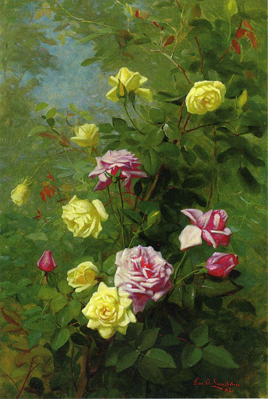 Climbing Roses, vintage artwork by George Cochran Lambdin, 12x8" (A4) Poster