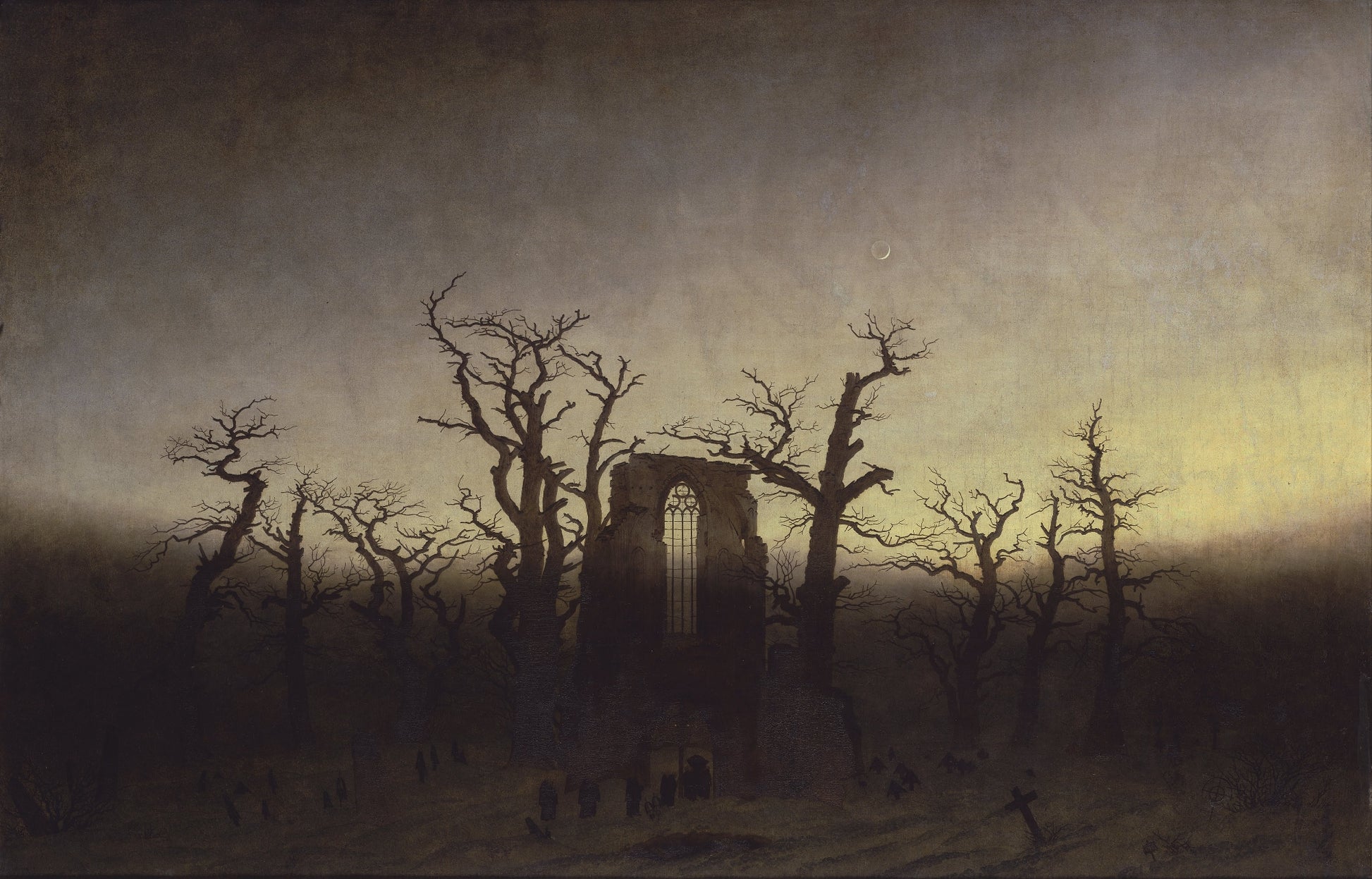 Abbey among Oak Trees, vintage artwork by Caspar David Friedrich, 12x8" (A4) Poster