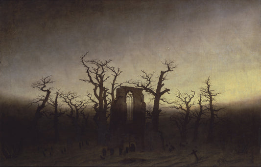 Abbey among Oak Trees, vintage artwork by Caspar David Friedrich, 12x8" (A4) Poster