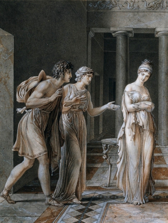 The Meeting of Orestes and Hermione, vintage artwork by Anne-Louis Girodet de Roussy-Trioson, 12x8" (A4) Poster