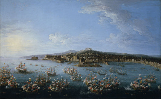 The Departure of Carlos de Borbon of Spain, vintage artwork by Antonio Joli, 12x8" (A4) Poster