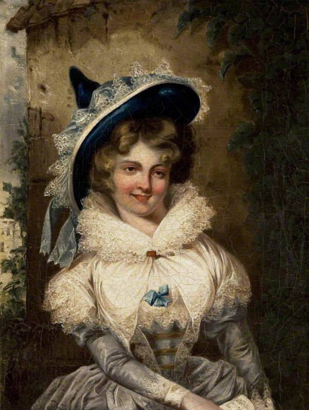 Portrait of a Lady with a Large Pointed Hat, vintage artwork by Rev. Matthew William Peters, 12x8" (A4) Poster
