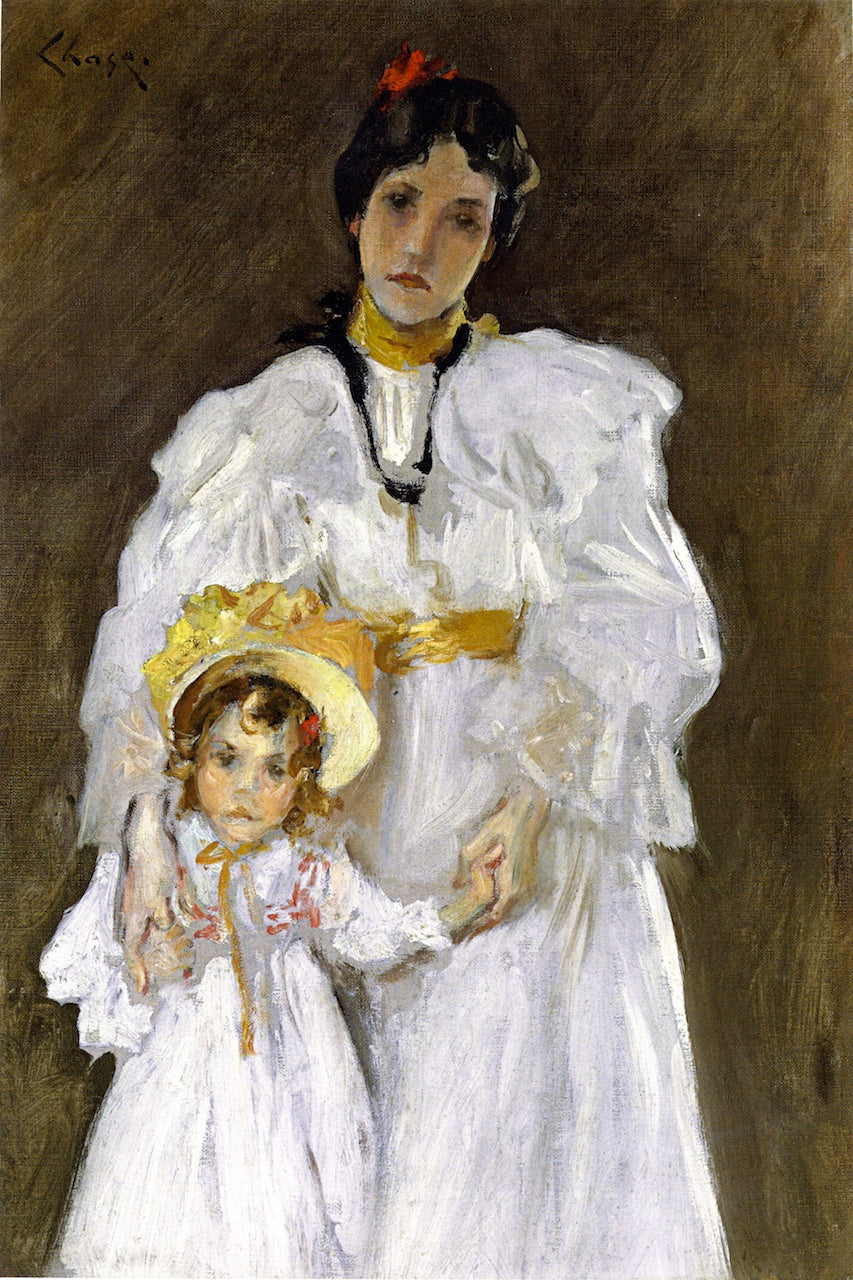 Double Portrait: A Sketch, vintage artwork by William Merritt Chase, 12x8" (A4) Poster
