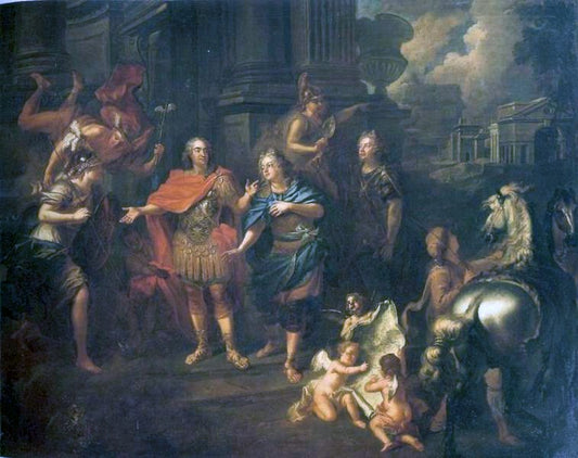 August II and August III, vintage artwork by Louis de Silvestre, 12x8" (A4) Poster