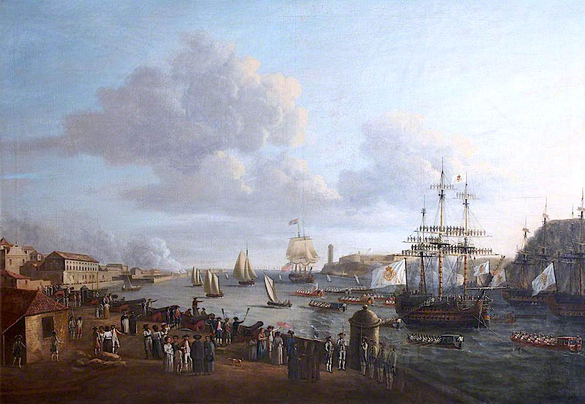 The Arrival of Prince William Henry at Havana, 9 May 1783, vintage artwork by Dominic Serres, 12x8" (A4) Poster