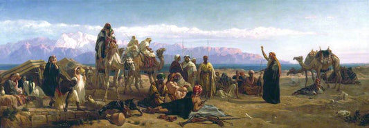 Early Morning in the Wilderness of Shur, Egypt, vintage artwork by Frederick Goodall, A3 (16x12") Poster Print