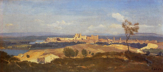 Avignon Seen from Villenueve-les-Avignon, vintage artwork by Jean-Baptiste-Camille Corot, A3 (16x12") Poster Print