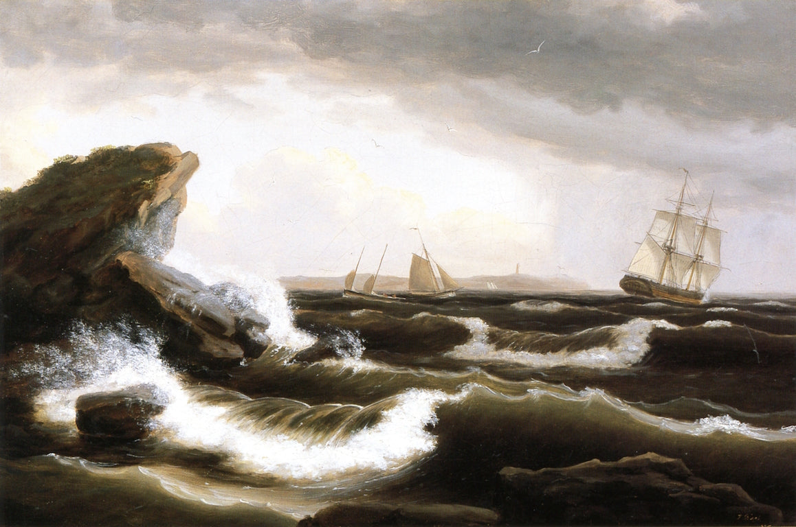 Off the Coast of Maine, vintage artwork by Thomas Birch, 12x8" (A4) Poster