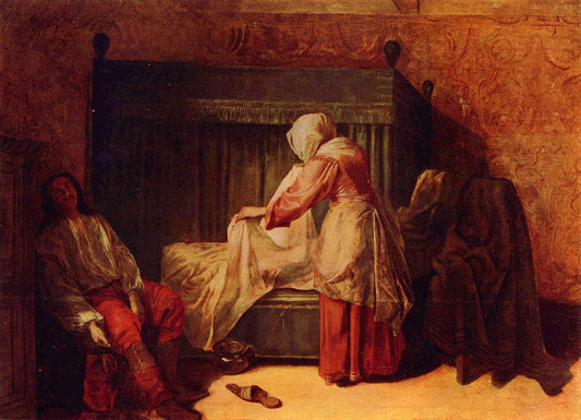 The Morning of a Young Man, vintage artwork by Pieter de Hooch, 12x8" (A4) Poster