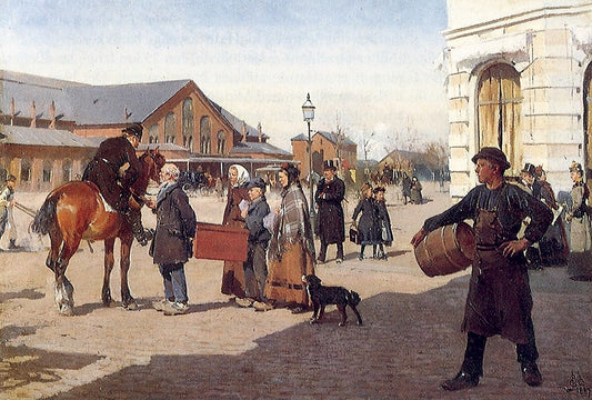 Farmers in the Capital, vintage artwork by Erik Henningsen, 12x8" (A4) Poster