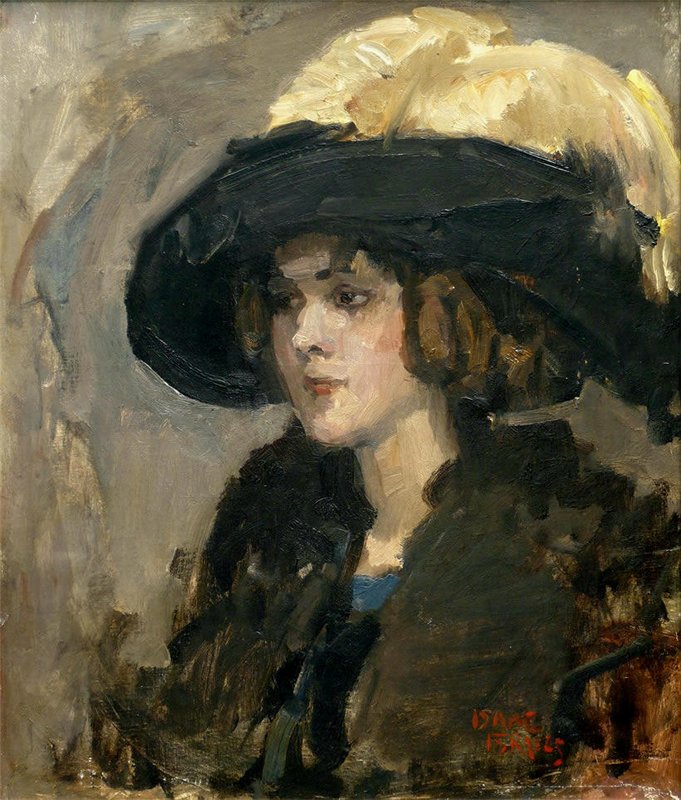 Lady with Hat, vintage artwork by Isaac Israels, 12x8" (A4) Poster