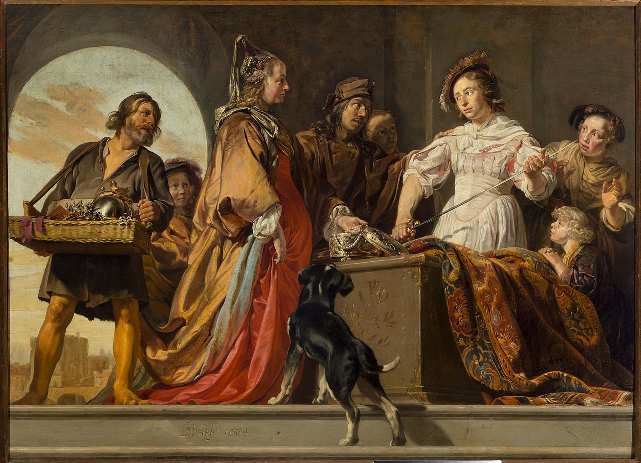 The Discovery of Achilles among the Daughters of Lycomedes, vintage artwork by Jan de Bray, 12x8" (A4) Poster