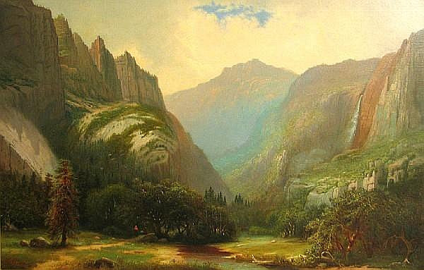 Dawn over Yosemite, vintage artwork by George W. King, 12x8" (A4) Poster