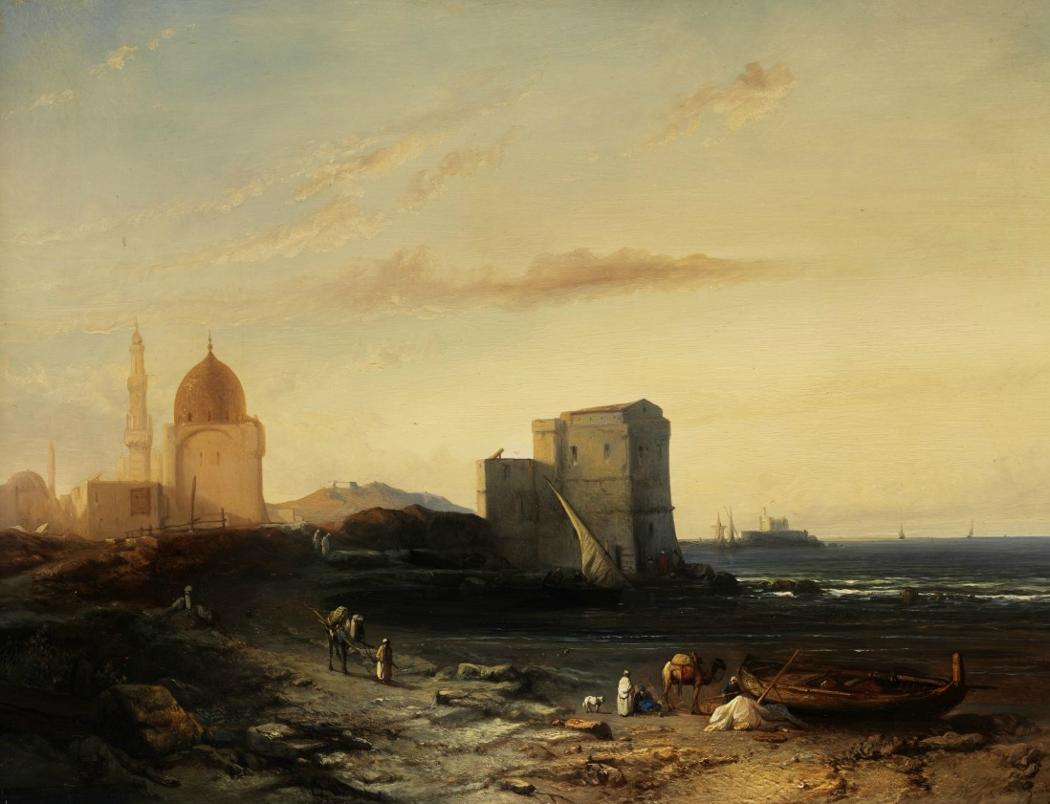 Oriental Seaside with Mosque, vintage artwork by Jacob Jacobs, A3 (16x12") Poster Print
