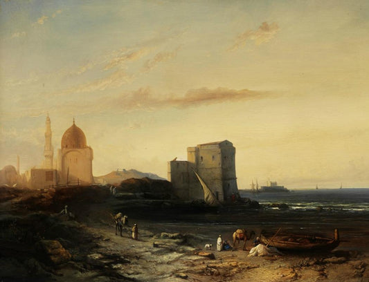 Oriental Seaside with Mosque, vintage artwork by Jacob Jacobs, A3 (16x12") Poster Print
