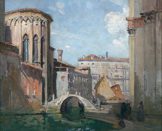 San Gregorio and The Rio Della Salute, vintage artwork by Sir Arthur Streeton, 12x8" (A4) Poster