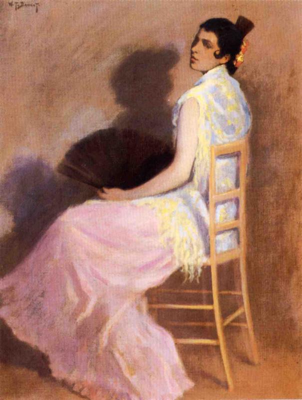 Spanish Woman with a Fan by William Turner Dannat,A3(16x12")Poster