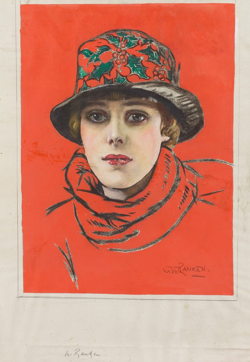 Girl in a Red Hat by William Bruce Ellis Ranken,16x12(A3) Poster