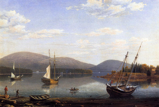 Bar Island and Mt. Desert Mountains from Sommes Settlement, vintage artwork by Fitz Henry Lane, A3 (16x12") Poster Print
