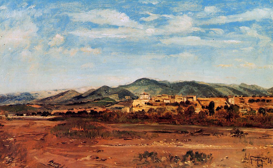 The Village of Vaucluse, on the Banks of the Durance During the Dry Season, vintage artwork by Paul-Camille Guigou, 12x8" (A4) Poster