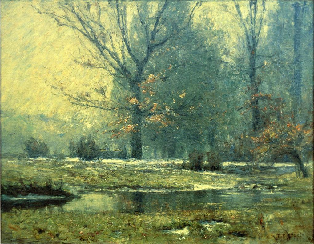 Creek in Winter, vintage artwork by Theodore Clement Steele, 12x8" (A4) Poster