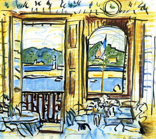 The Café, Cassis by George Leslie Hunter,16x12(A3) Poster