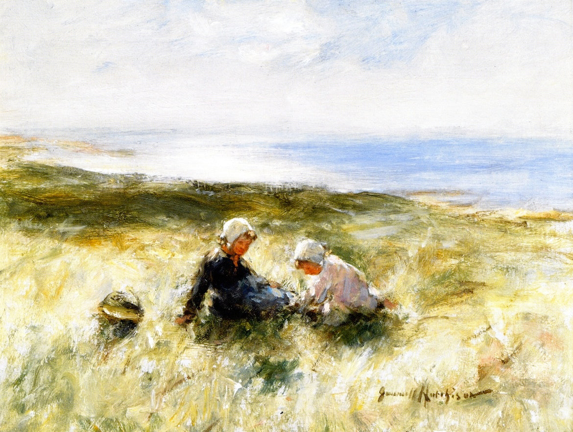 On the Sands, Carnoustie, vintage artwork by Robert Gemmell Hutchison R.S.A. R.S.W., 12x8" (A4) Poster