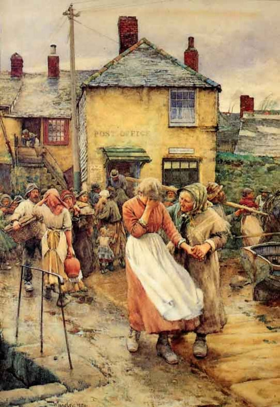 The Missing, vintage artwork by Walter Langley, R. I., 12x8" (A4) Poster