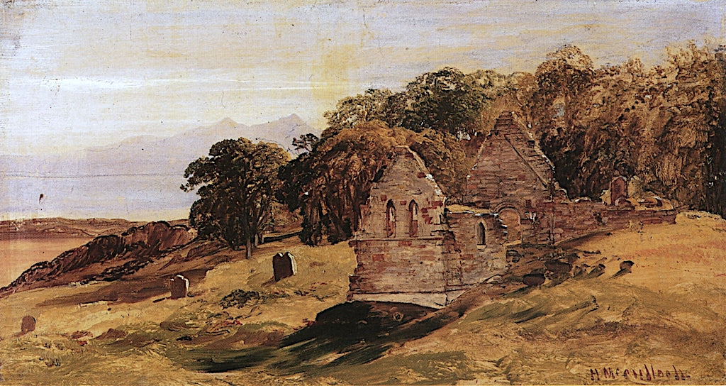 St Blane's Church Bute, vintage artwork by Horatio McCulloch, A3 (16x12") Poster Print