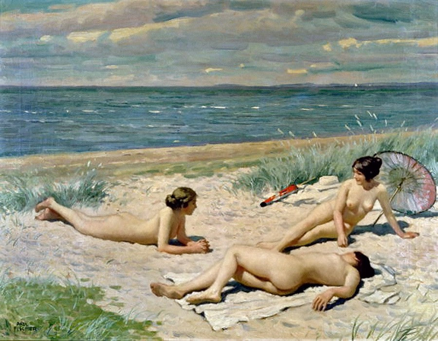 Bathers on a beach by Paul-Gustave Fischer,A3(16x12")Poster